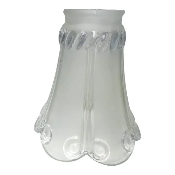 Vintage Clear Frosted Replacement Thick Glass Lamp Shade Bell Etched Ceiling Fan - Picture 9 of 13